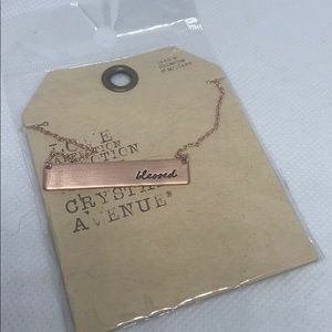 NWT Crystal Avenue rose gold blessed necklace